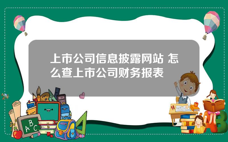 上市公司信息披露网站 怎么查上市公司财务报表